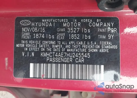 2017 Hyundai Accent Se из США, поврежденный, VIN KMHCT4AE7HU245545